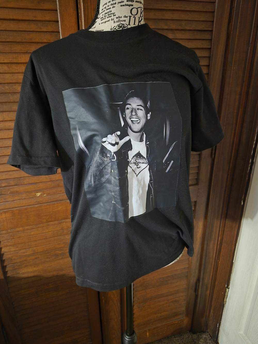 Black Short-Sleeve Graphic Tee with Photo Print